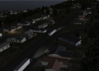 An in-progress X-Plane 10 neighborhood at twilight